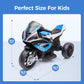Kiddokidz Licensed BMW Kids Motorcycle - 12V Motorcycle Ride On Toy for Kids Ages 3-5 Years  3-Wheel Electric Motorcycle with Reverse  Headlight  Horn  Music(Blue)