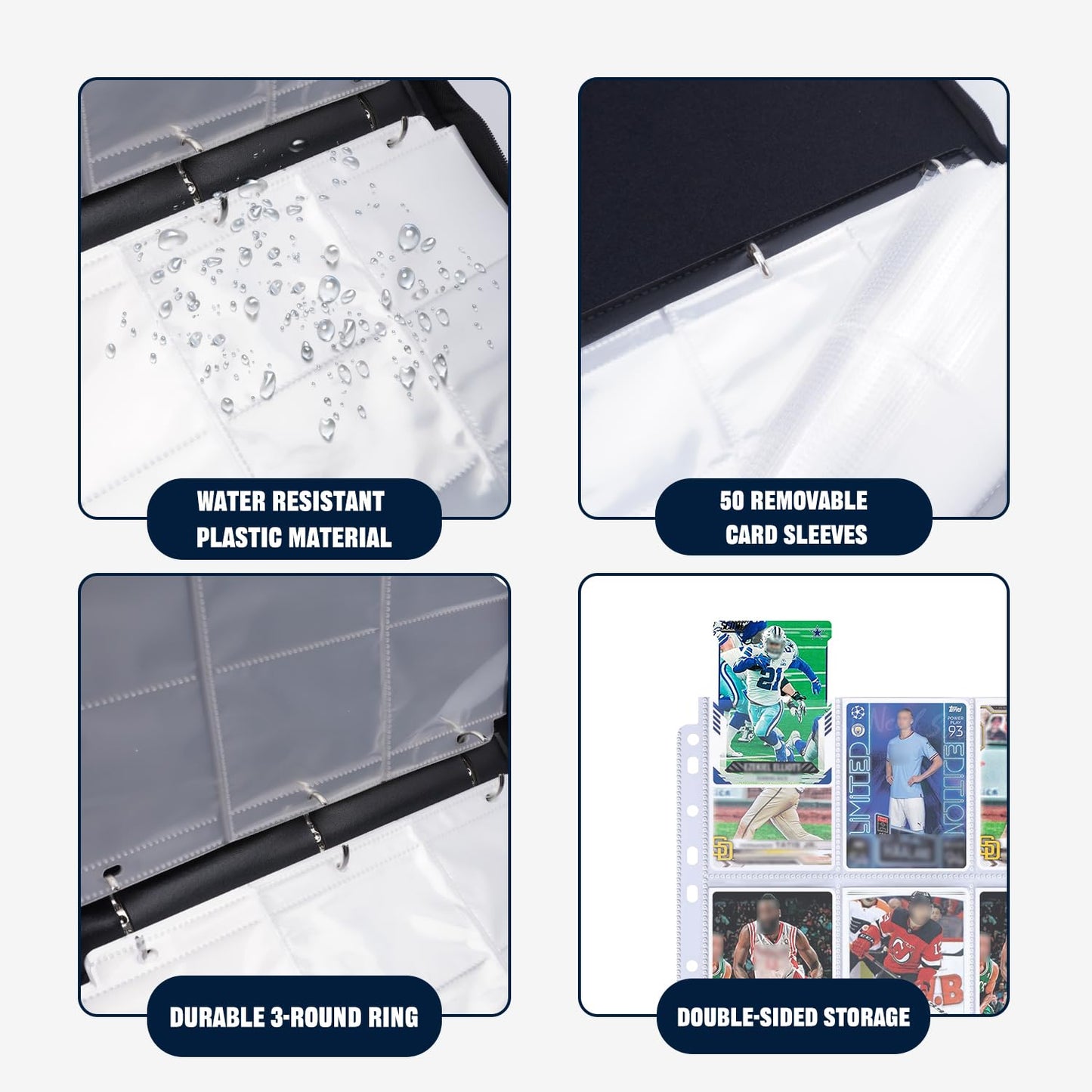 HESPLUS 900 Pockets Trading Card Album Folder  Baseball Card Binder with Sleeves  Collectible Trading Album for Baseball Cards  Trading Cards  Lorcana Cards  MTG  TCG  Game Cards  Sports Cards -Black