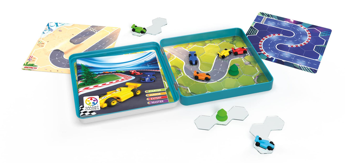 SmartGames Pole Position Metal Box Travel Game with 48 Challenges for Ages 7 - mature-themed