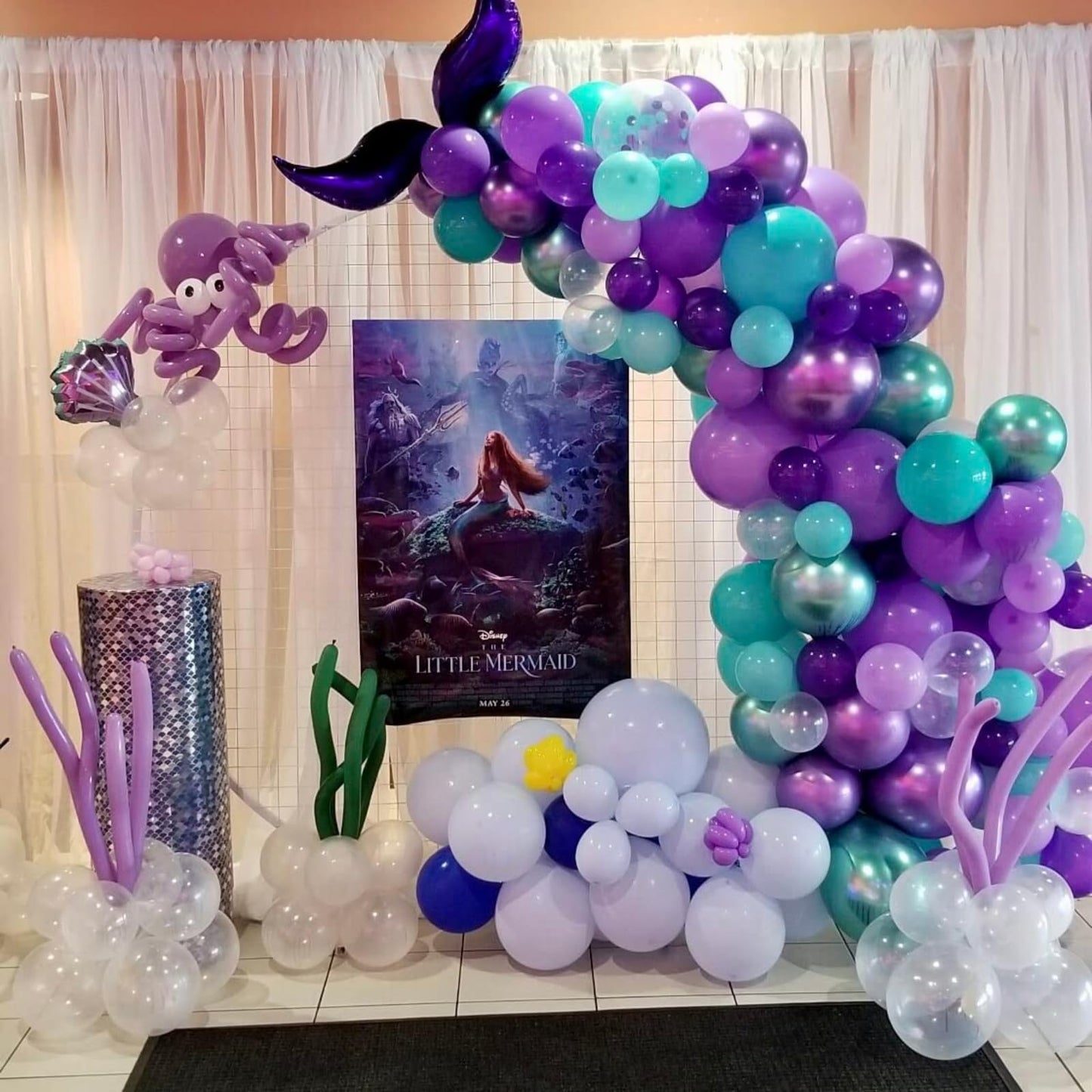 Mermaid Balloons, 60Pcs 12 Inch Purple Teal And White Balloon Set With Metallic Purple Green Balloons Teal Purple Confetti Balloons, Purple Teal Pearl White Balloons For Birthday Wedding Mermaid Party