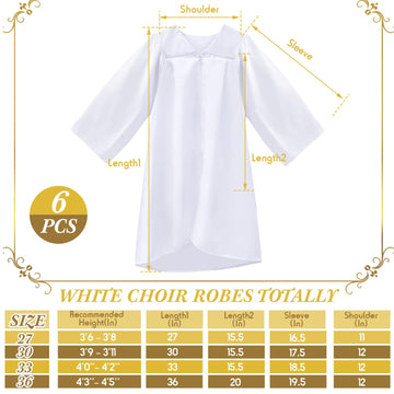 Toulite 6 Pcs Unisex Matte Choir Uniform Kid Judge Gowns Costume For Baptism Graduation Church Event Pastor Halloween Cosplay(Si