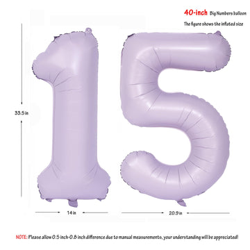 40 In Matte Purple Number Balloons Helium Foil Mylar Balloon Birthday Party Banquet Decoration Digital 15