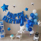 Happy Birthday Balloons Banner, Blue Happy Birthday Foil Balloons 16 Inch Mylar Foil Letter Balloons With 8 Pcs Blue Silver Star