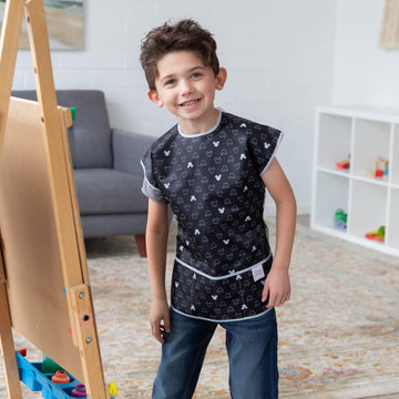Bumkins Disney Short Sleeve Smock, Toddler Reusable Waterproof Bib For Girls And Boys 3-7 Years, Junior Childrens, Kids Paint Apron, Arts, Crafts And Play With Pocket, Soft Fabric, Mickey Mouse Icon