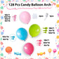 Candy Colorful Balloon Arch, 128 Pcs Pastel Rainbow Balloon Garland With Bright Light Baby Hot Pink Blue Lime Green Balloons, Ma