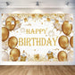 Gold Birthday Party Decoration Gold Happy Birthday Backdrop Gold Photo Background Banner Poster For Gold Party Decorations Party