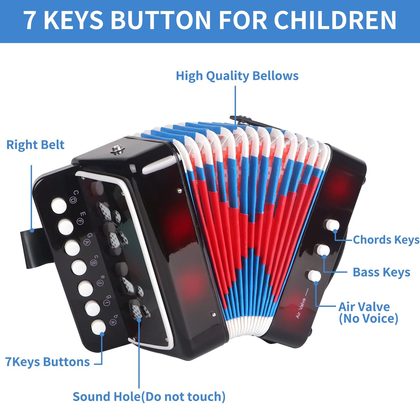 Kids Accordion, Horse 10 Keys Control Kids Accordion Musical Instruments For Kids Children Beginners Lightweight And Environment