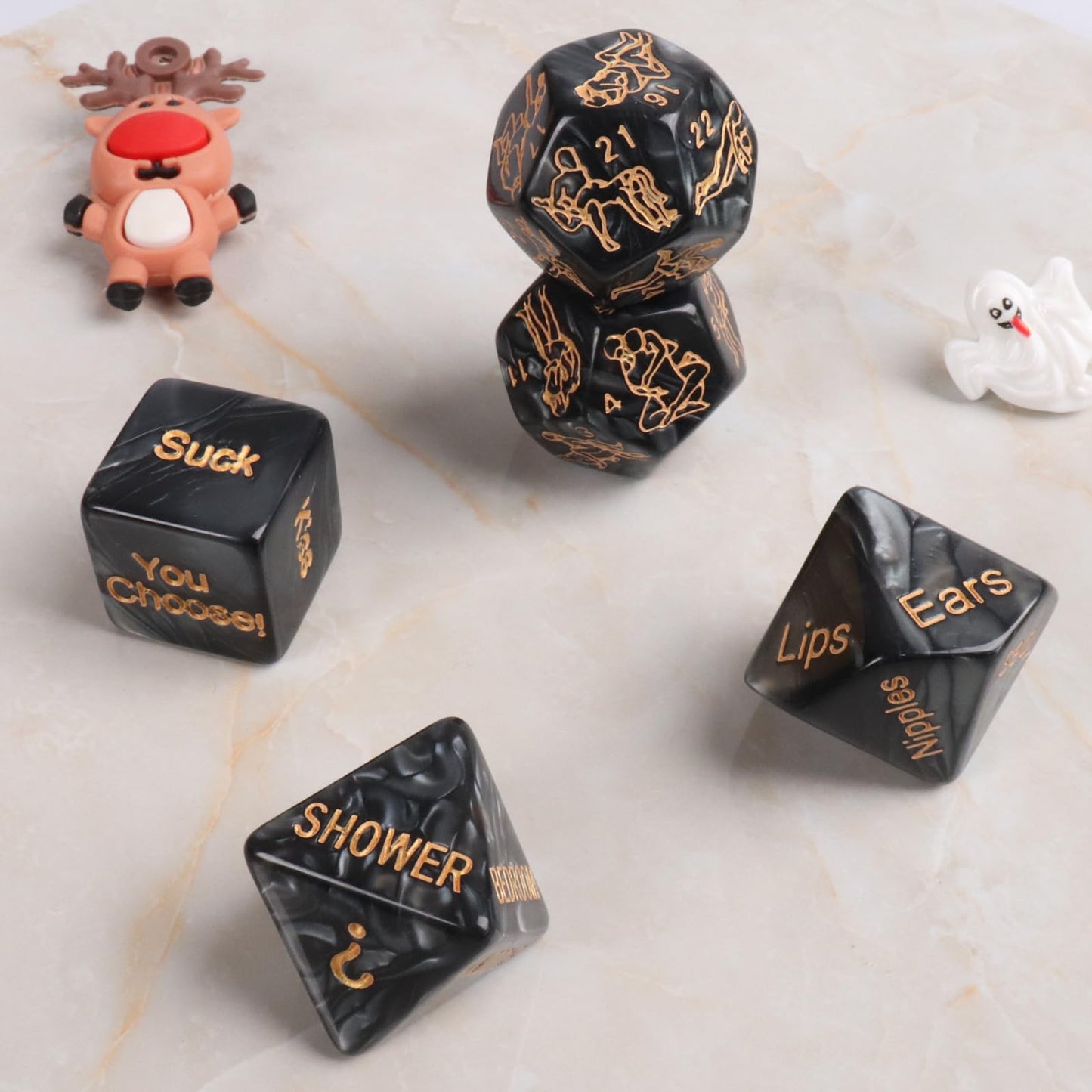 Tnstk Date Night Dice Game - Funny Portable Acrylic Dice Kit for Couples - Black