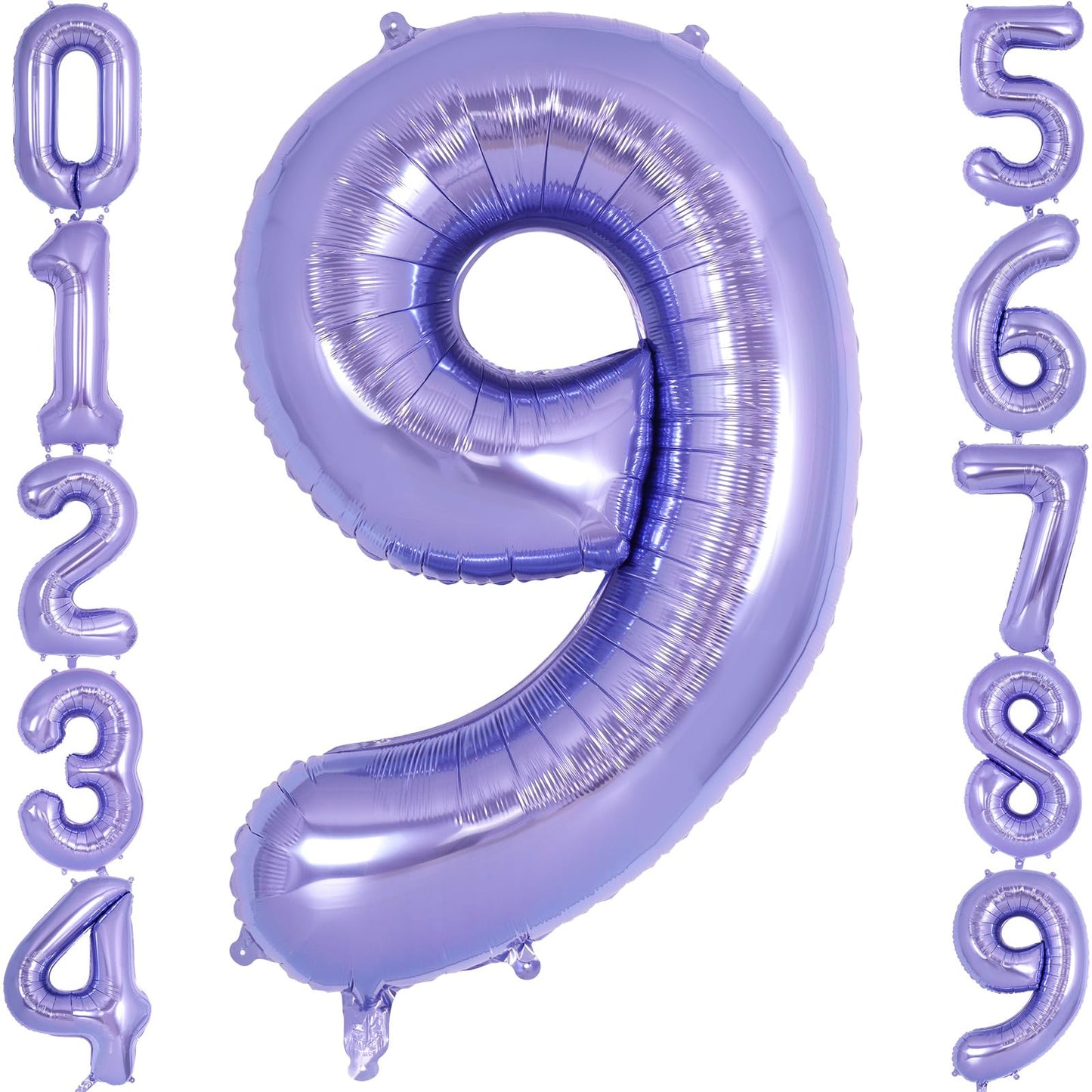 Purple Number 9 Balloon 40 Inch, Big Large Foil Helium Number Balloons, Giant Mylar Number 9 Balloons For 9 Year Old Birthday An
