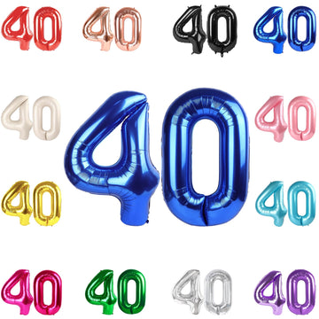 40 Balloon Number, Metallic Blue Number 40Th Birthday Balloons 40 Inch, 40 Years Old Metallic Blue Birthday Decorations For Men