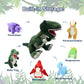 JDS Toy Store Handcrafted Plush Big Green T-Rex Stuffed Dinosaur with 6 Baby Dinosaurs - 19.6 Inches - Faux Fur