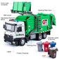 Garbage Truck Toys Metal Cab, Realistic Trash Truck Toys for Boys with Lights and Sounds, Friction Powered Recycling Truck for K