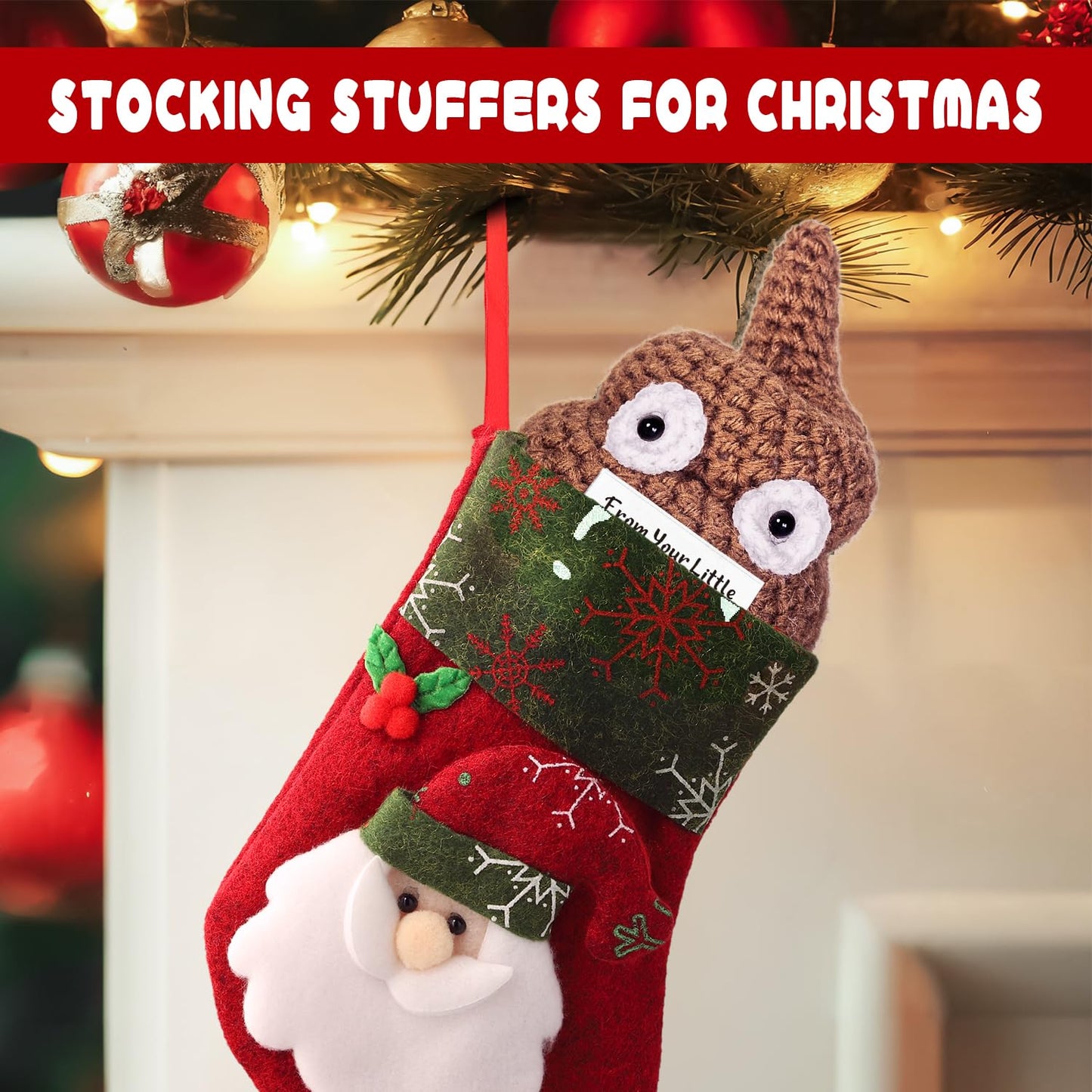 Emotional Support Crochet Poop  Positive Poo - Cute Crochet Potato Partner - Gag Gifts for Men  Funny Gifts for Dad Coworkers Friends - White Elephant Gifts for mature-themeds  Mens Stocking Stuffers