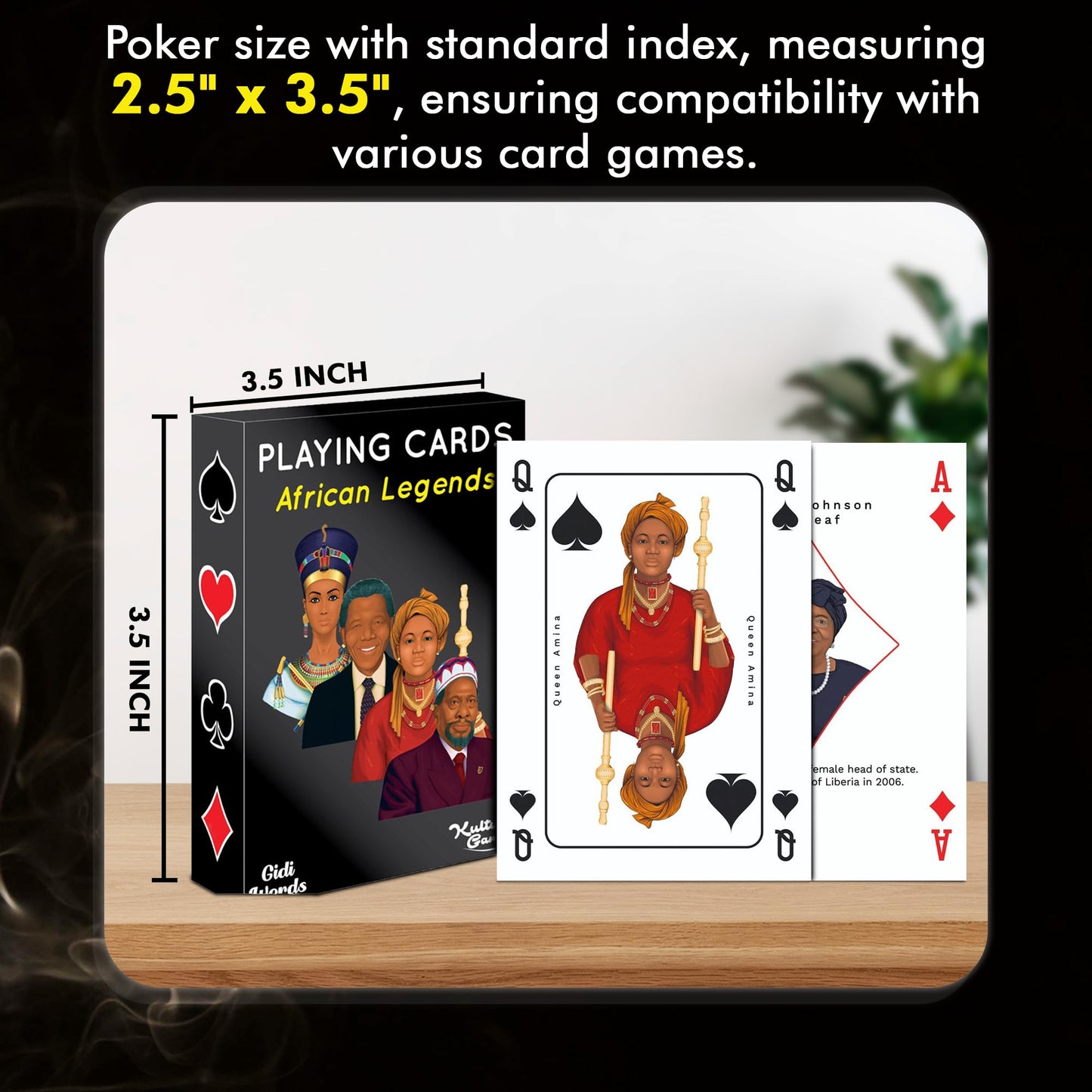 Kulture Games Playing Cards: African Legends - African Playing Cards - Trivia Party Game For Adults & Family Game Night - Black History Playing Cards – Inspirational African Legends Trivia Card Game