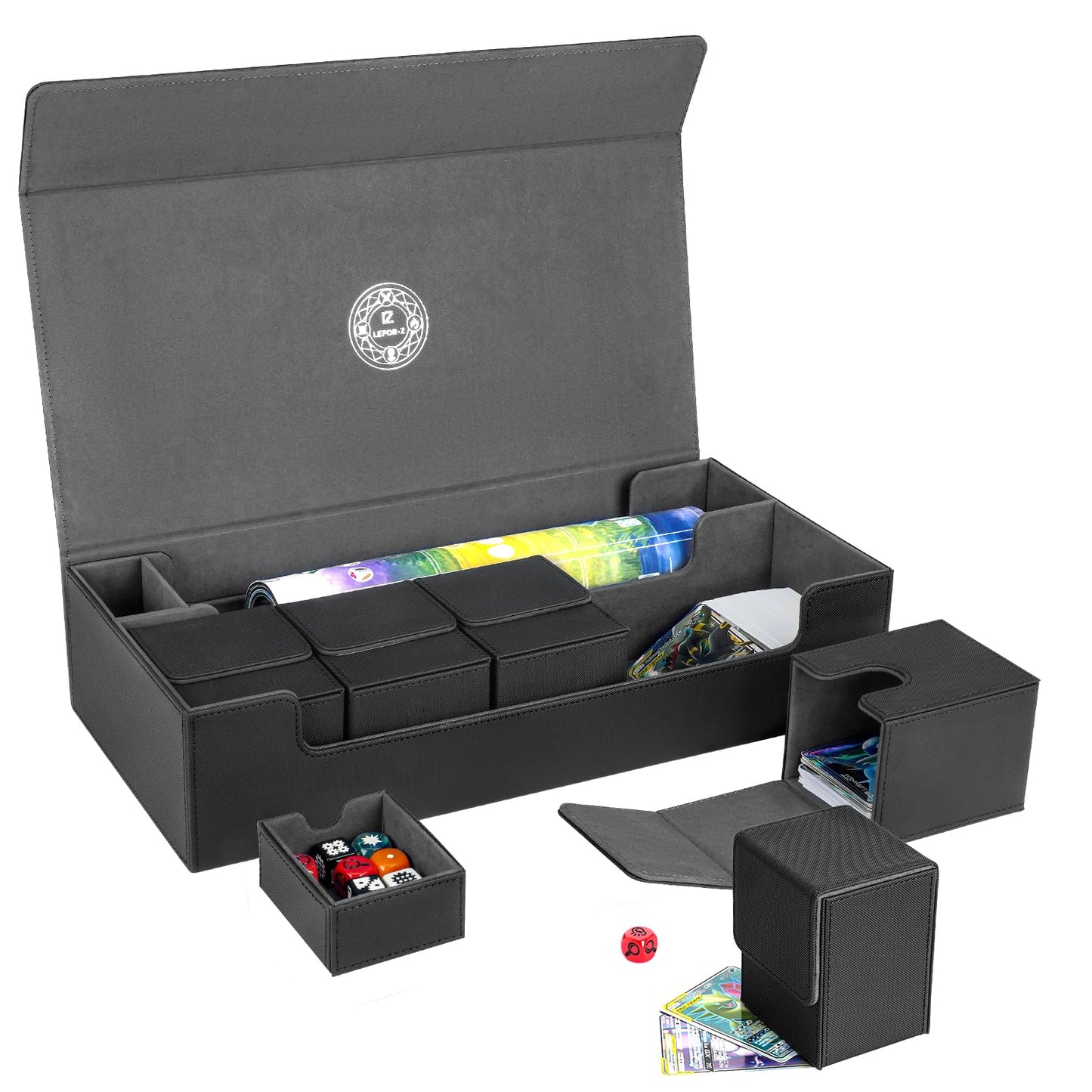 Leforz 6 In1 Card Deck Box Set,X-Large Premium Card Game Deck Storage Box With 5 Small Card Deck Case Compatible With Mtg/Tcg/Yu