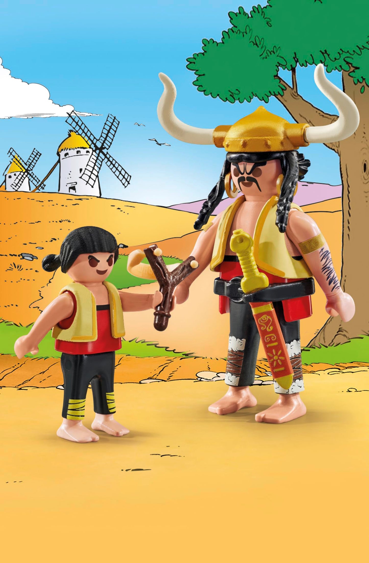PLAYMOBIL Asterix 71545 Costa y Bravo and Pepe Bold Duo from The Asterix Universe  Includes decorative replica blade and Slingshot  Imaginative Toy for Ages 5 and Up