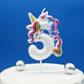 DERVENTA Birthday Candle Number White Unicorn Themed Party Decorations Beautiful Cake Topper 1 Piece (Unicorn Number 5)