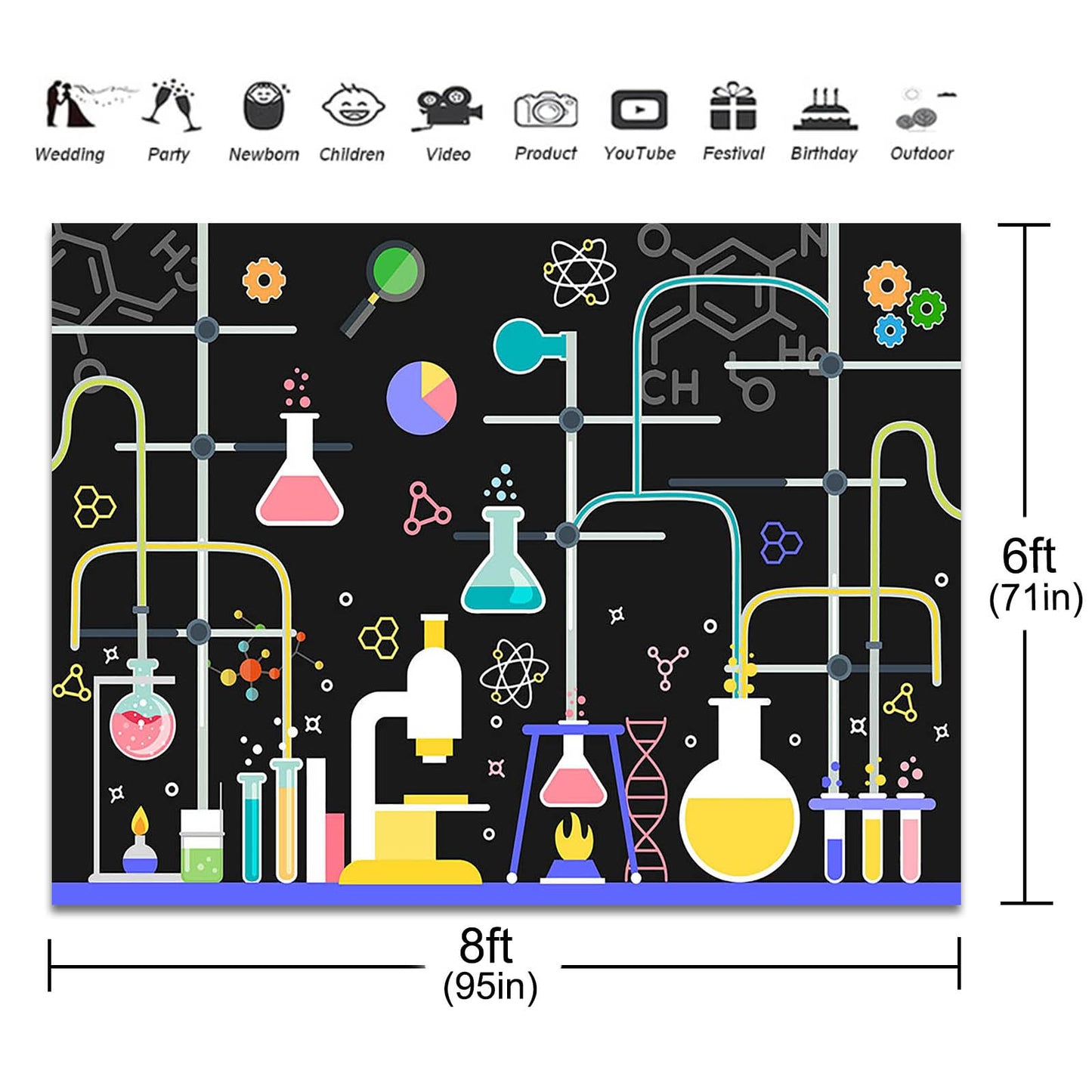 Fitumiw Chemical Science Birthday Party Backdrop 8x6ft Chemical Experiments Science Party Decorations Background for Kids Chemis