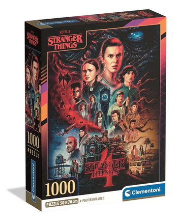 Clementoni Jigsaw Puzzle 1000 Pieces, Stranger Things Netflix, Puzzle for Adults 14-99 Years, Compact Box, Made in Italy, 39980