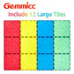 Gemmicc 12 PCS Large Magnetic Tiles, Jumbo Magnet Base Plates, STEM Building Blocks, 5.9 inches, Red/Blue/Yellow/Green
