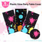 Glow Party Table Covers Neon Party Tablecloths 108 X 54 Inch Glow Party Tablecloths Disposable Plastic Neon Glow Table Cloth For Neon Birthday Party Black Light Party Supplies (6 Pieces)
