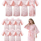 Ivrriss 10Pcs Kid Girls Spa Costume Party Robes Set Silky Plain Kimono Robes For Wedding Birthday(Light Pink,8)