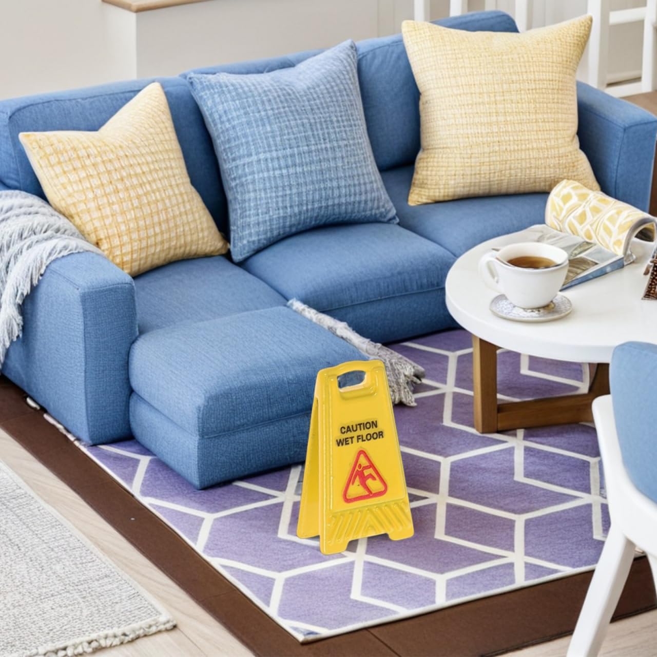 Garneck 10 Pcs Miniature Wet Floor Warning Signs Plastic Yellow Warning Sign Mini Slippery Warning Decorations For Dollhouse Rol