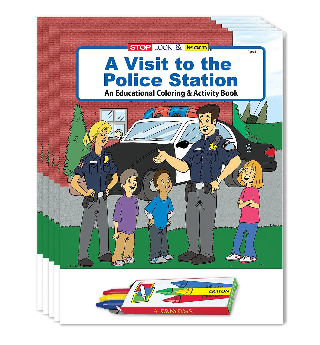 ZOCO - Police Coloring Books for Kids (50 Bulk Pack, With Crayons) - Games, Puzzles, Activities - Officer Handouts for Kids