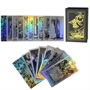 Sunhhx Tarot Cards, 78 Rainbow Tarot Cards Deck, Pvc Waterproof Wrinkle Resistant Luxury Holographic Tarot Deck With Guidebook F