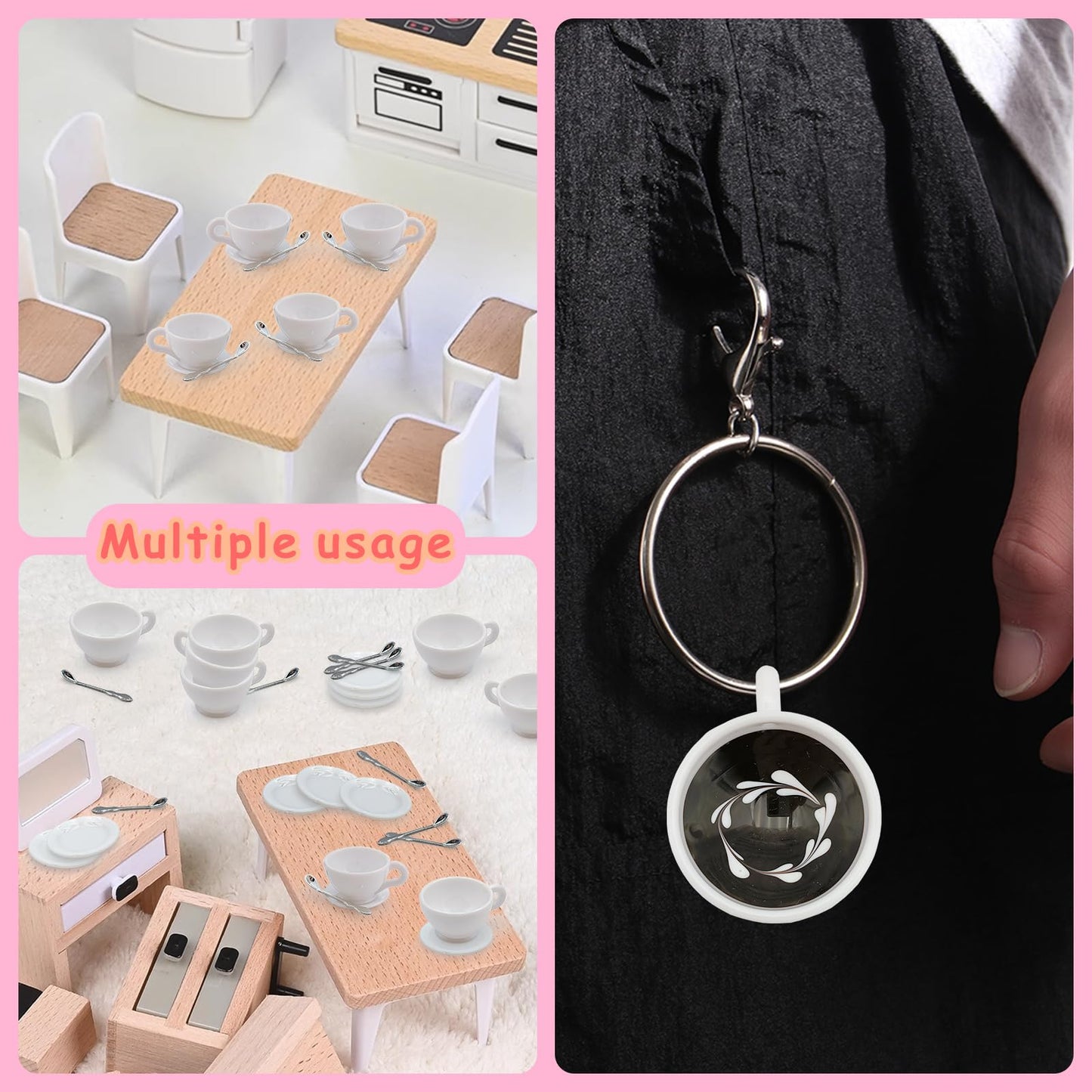 12 Sets Mini Coffee Cups Mini Dollhouse Cups Miniatures Tea Mups Food Kitchen Toys For Diy Decoration Craft Accessories (White)