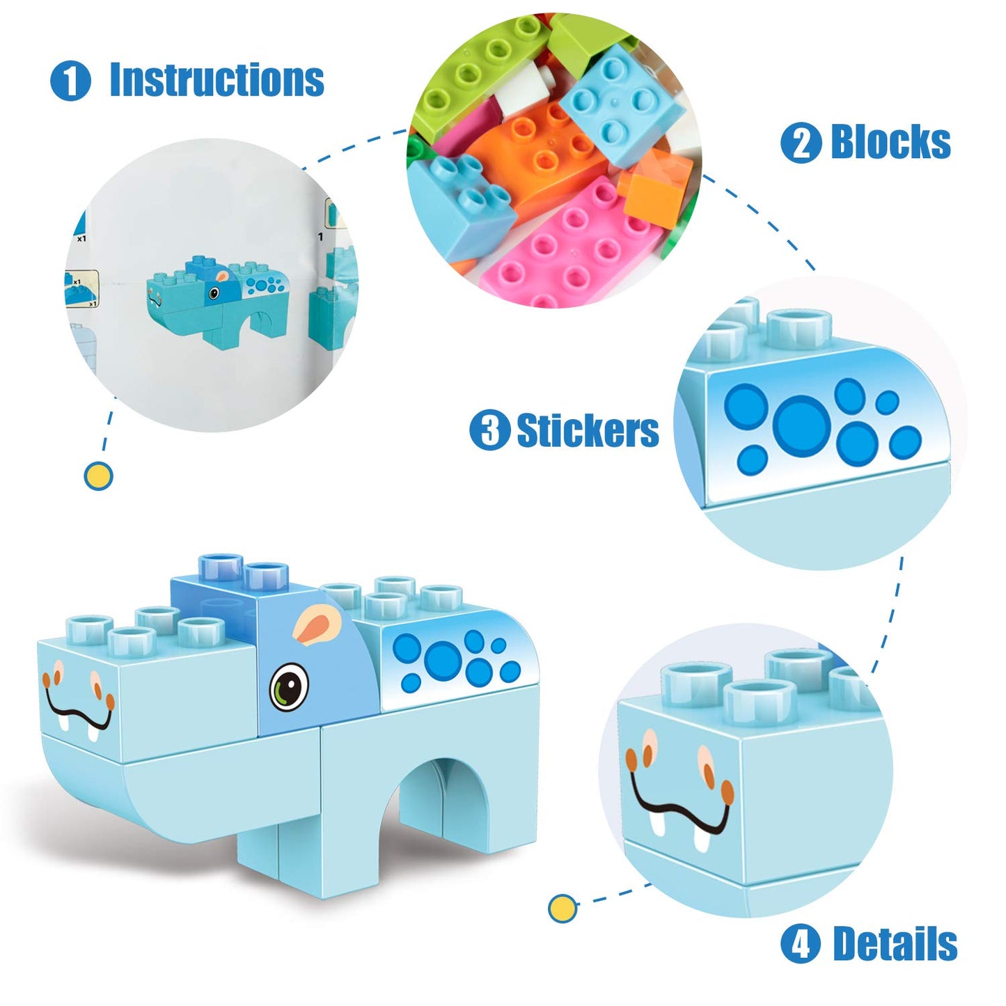 Animals Building Blocks Set, 122 Pieces Animal Building Toy Kit With Storage Box For Kids Ages 3 4 5 6 Years, Creative Stem Educ