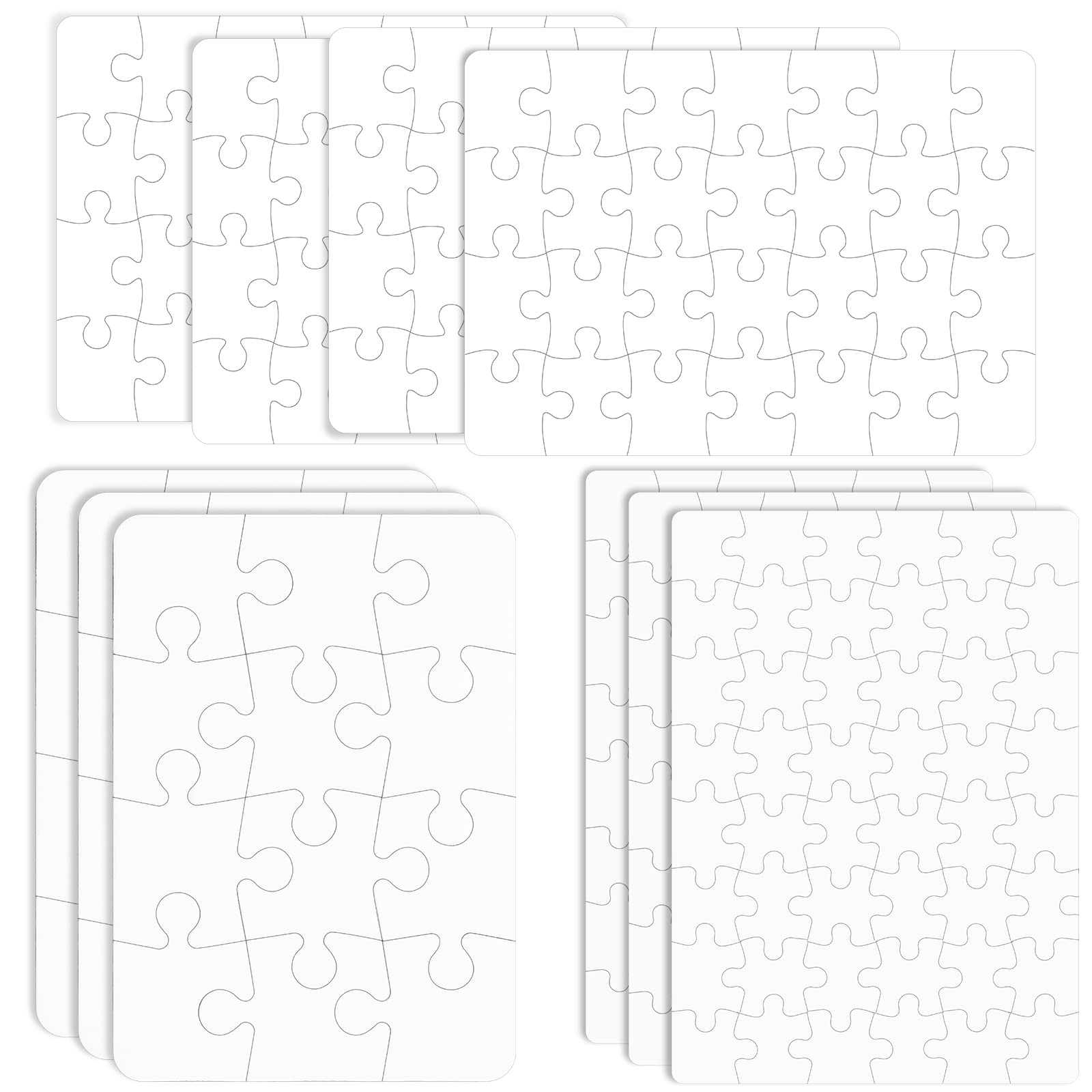 Sumind 10 Sets Blank Sublimation Puzzle Jigsaw Rectangle Heart Shaped White Diy Custom Puzzle Heat Press Thermal Transfer Pearl(A5-28/12/48 Rectangle)