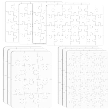 Sumind 10 Sets Blank Sublimation Puzzle Jigsaw Rectangle Heart Shaped White Diy Custom Puzzle Heat Press Thermal Transfer Pearl(A5-28/12/48 Rectangle)