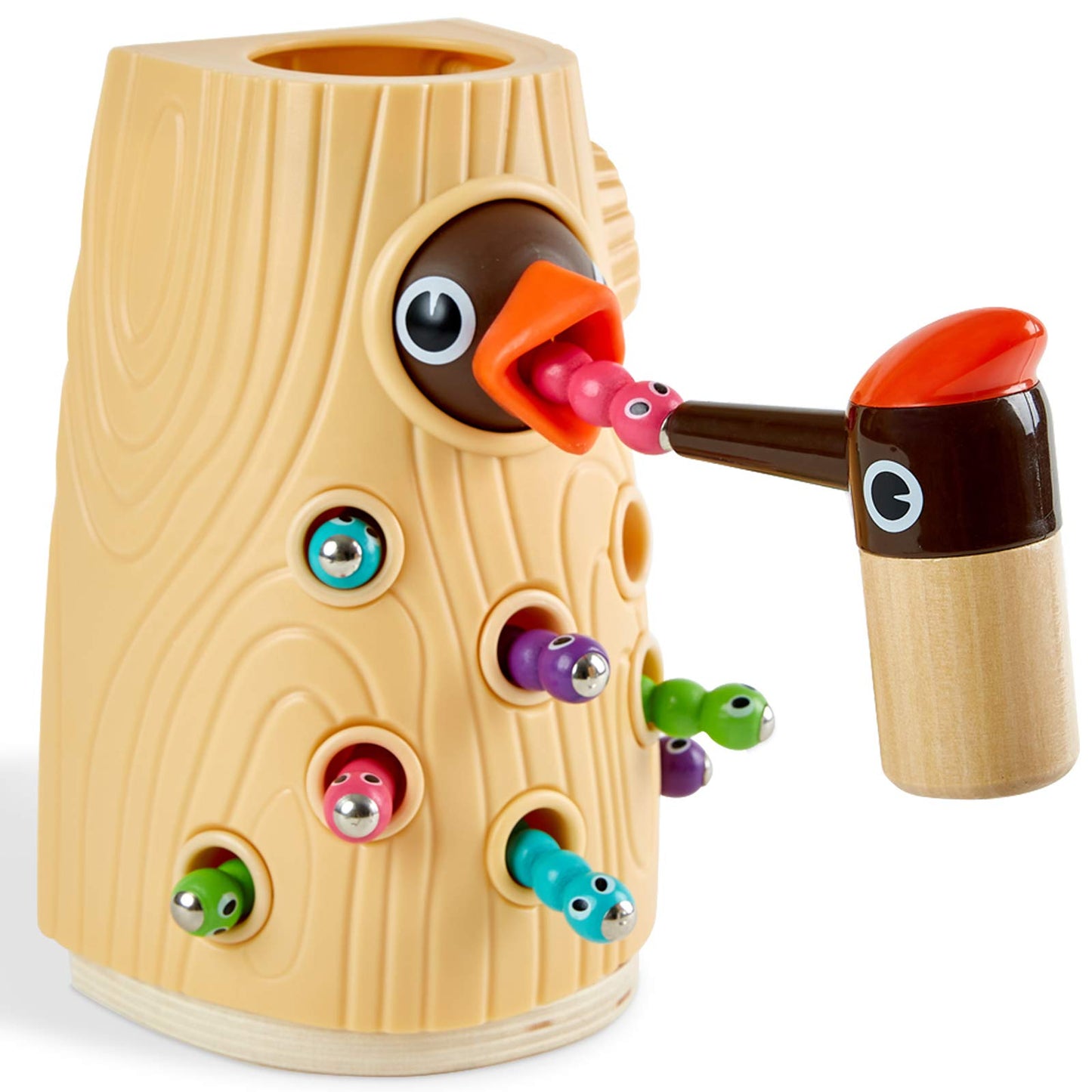 TOP BRIGHT Montessori Woodpecker Worm Toy - Magnetic Bird Feeding Game for Kids Age 2-4, Multicolor, Fine Motor Skills Development
