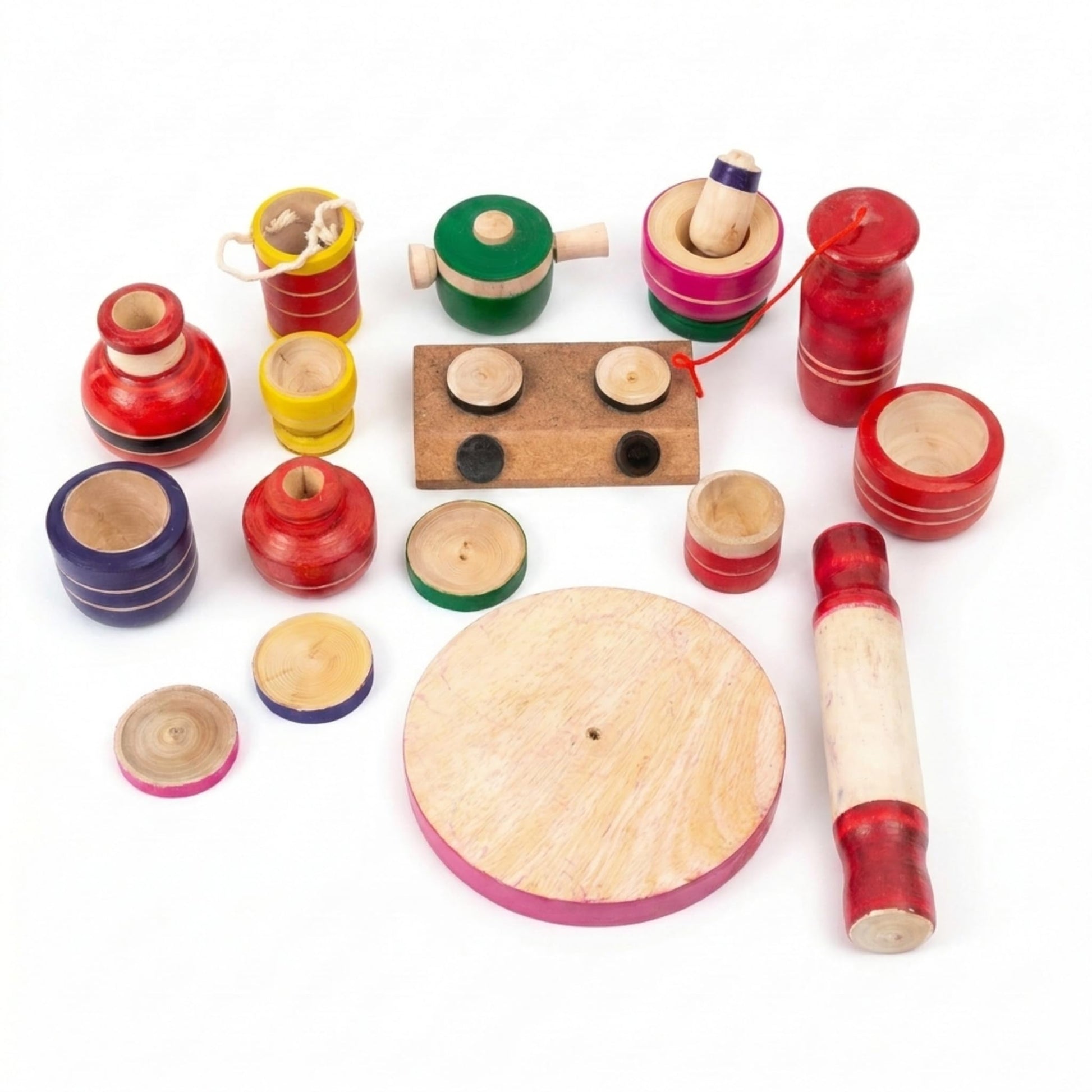 Mamu Shop Wooden Miniature Kitchen Set For Girls  Multicolor