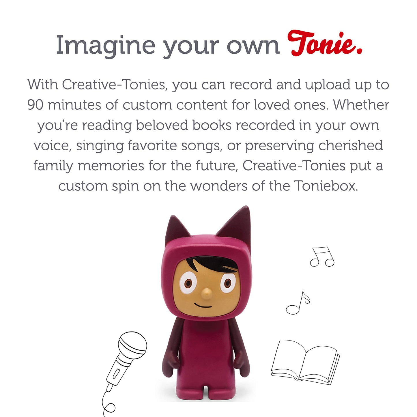 Tonies Creative Audio Character - Record And Upload Up To 90 Minutes Of Your Own Stories And Songs - Purple/Medium