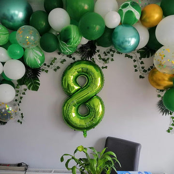 Paticool 40 Inch Green Number Balloon 8, Large Number Foil Balloons Mylar For Girl Boy Birthday Party Celebration Decorations Su