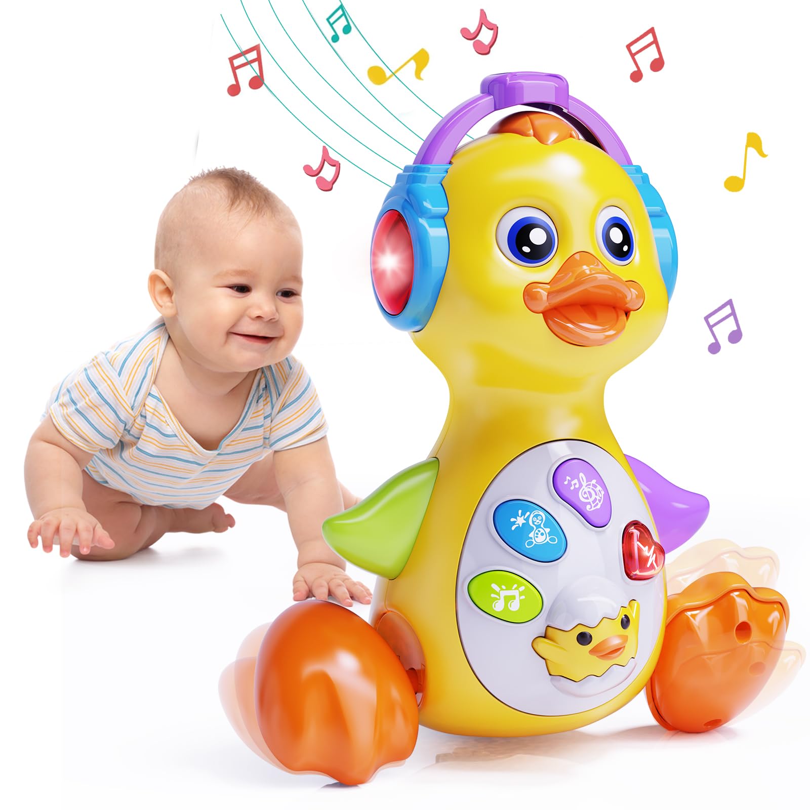 Wanonoo Dancing Duck Baby Toys 6-12 Months Developmental, Musical Crawling Infant Tummy Time 3 4 5 6 7 8 9 10 11 12 18 Month Boy