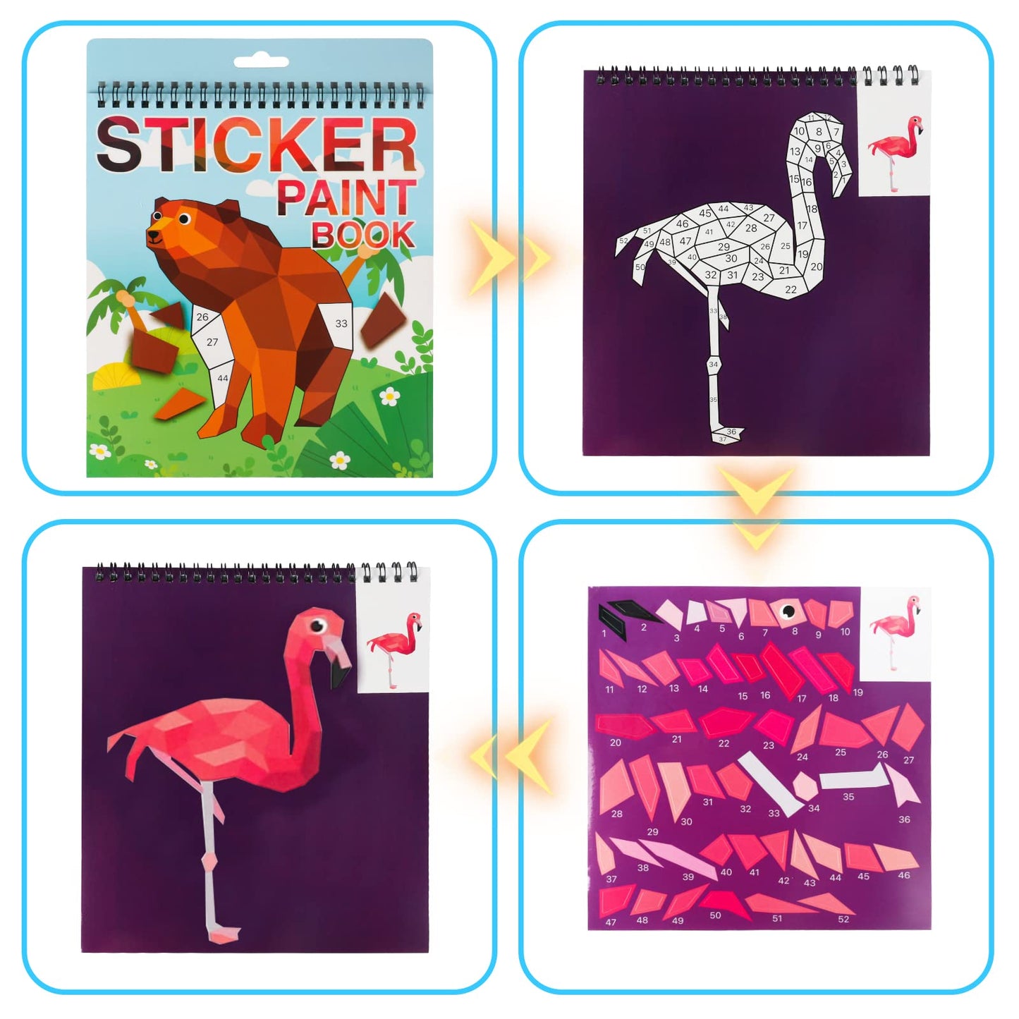 Animal Stickers Crafts For Kids Ages 4-8 Sticker Paint Number Book Learning Activity Book For Kids Ages 4-8 Boys Girls Birthday Party Favors Car Road Plane Travel Toys