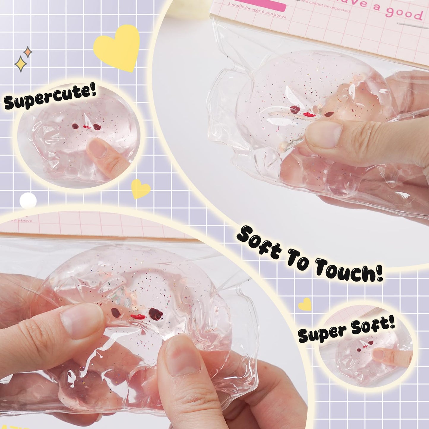 Taba Squishy Toys  Squeeze Toys Cat Paw Cute Kawaii  Sticky Squishy Fidget Toys Silicone Squeeze Toy for Stress Relief Cute Soft Toys Best Gift for Anniversary (Jellyfish)