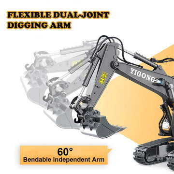 Mscredse Remote Control Excavator 11 Channel RC Excavator Truck Toys 1/20 Scale 2.4Ghz Construction Vehicles with Metal Shovel 6