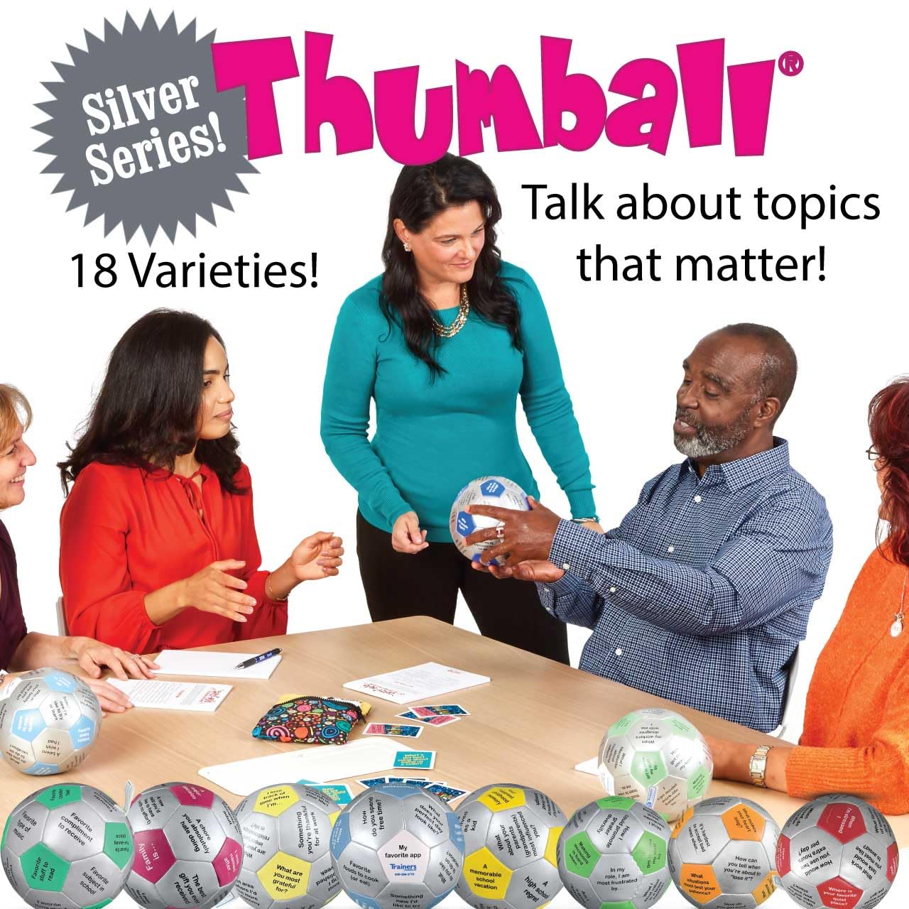 Trainers Warehouse Thumball 6" - Fun Team Building Activity, Ice Breaker Topics, Faux Leather, Various Colors, Model BLTHAM6