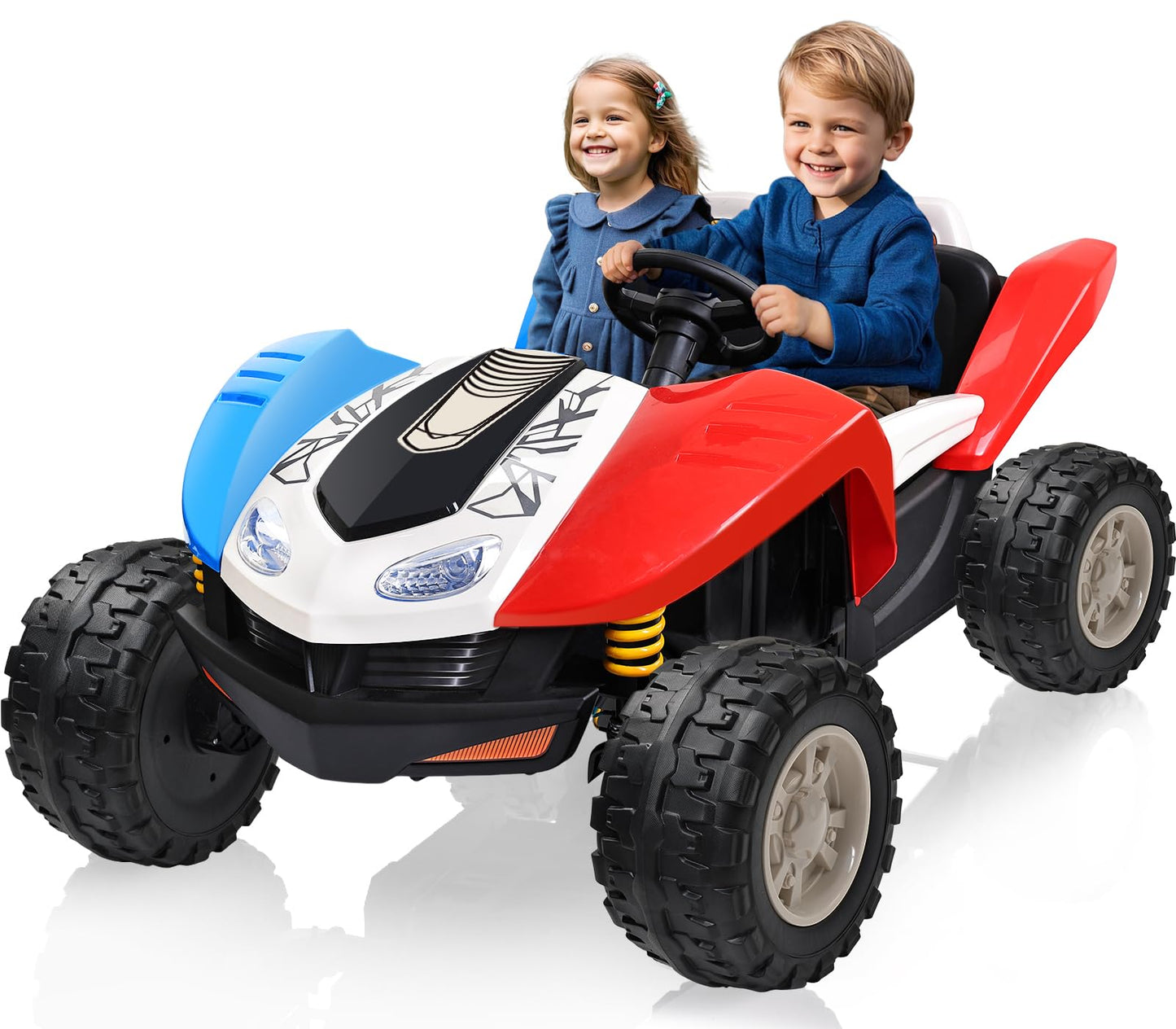 ANPABO 24V Ride on Toys for Big Kids 2 Seater, 4x200W, Ultra Spacious Seat, EVA Tires, Max 5.1 MPH, Ride On Truck w/Parent Remot