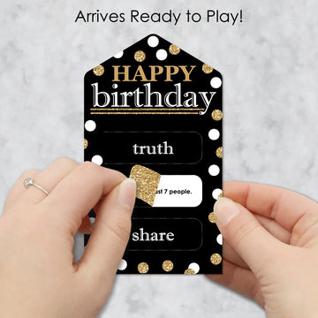 Big Dot of Happiness mature-themed Happy Birthday - Gold - Birthday Party Game Pickle Cards - Truth  Dare  Share Pull Tabs - Set of 12