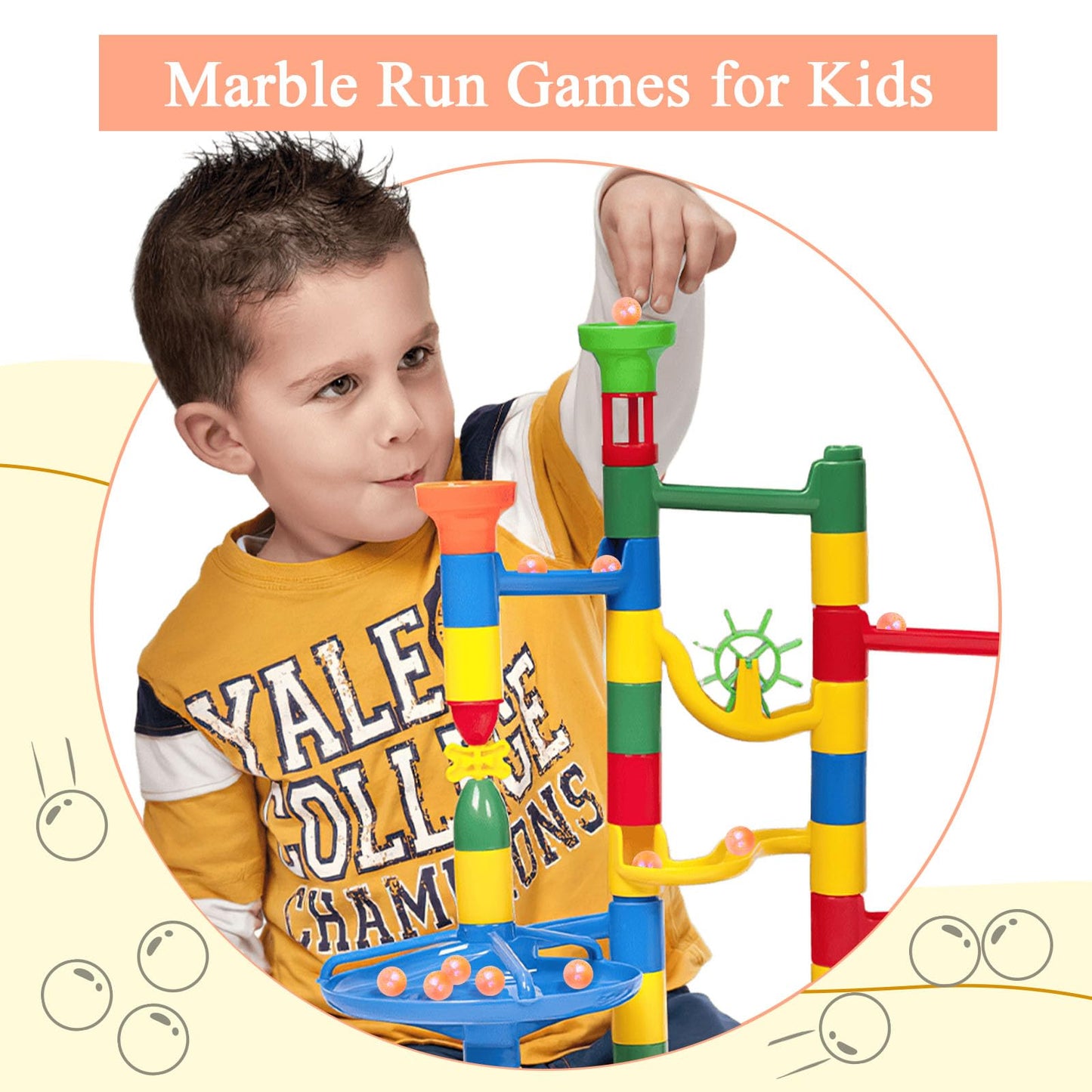 Poplay 120Pcs Glass Marbles Bulk, For Kids Marble Run Games, Vase Fillers, Orange
