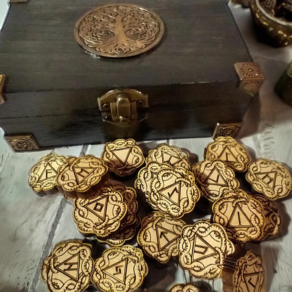 Wooden Dragon Serpent Viking Rune Set Elder Futhark Viking Pagan Gift, Made In The Usa Soild Wood