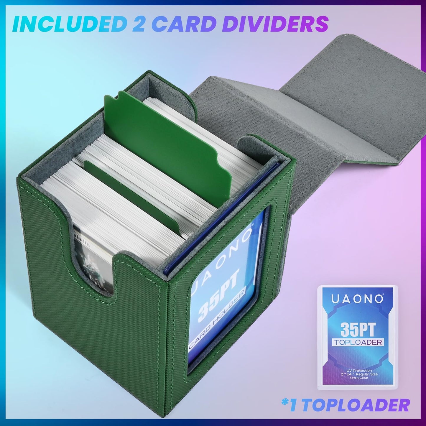 Uaono Card Deck Box With Mtg Commander Display, Deck Case Holds 100+ Double-Sleeved Cards, Trading Card Storage Box Fits Tcg/Ptc
