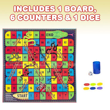 Gamie Snakes and Ladders Board Game for Kids  Complete Set with Board  6 Pegs  and Dice  Classic Fun for Family Game Night and Classroom  Best Birthday Gift Idea for Boys and Girls