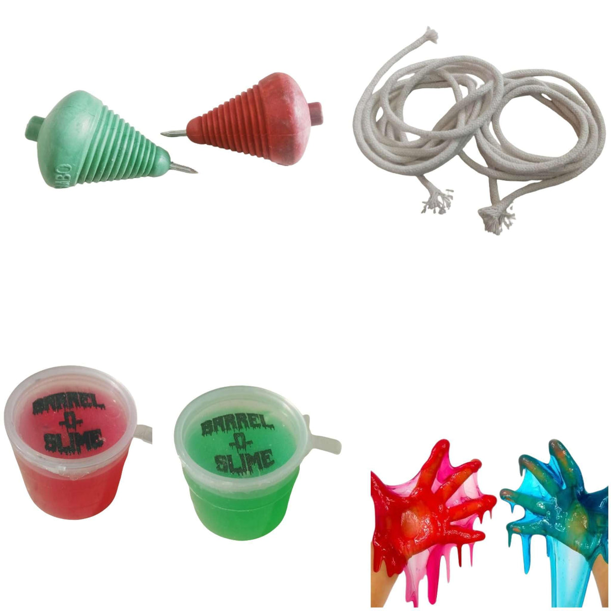 ZOKCY Combo (2 Plastic Spinning Lattu with Thread + 2 Slime Jelly) for Kids/Plastic Spinning Lattu with Thread Traditional India