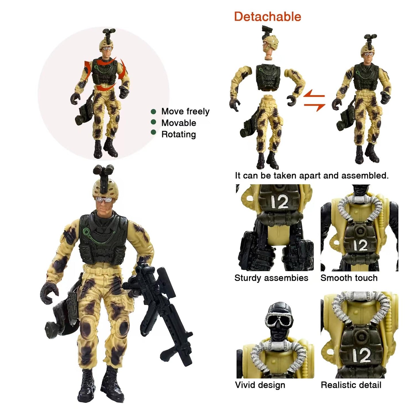 MQSTARSRISE Army Men Toy Set for Boys 4-7 Army Men Action Figure Military Toy Playset US Army Men and SWAT Team with  Military Action Figures Easter Gift for Boys Age 4-7 6-8